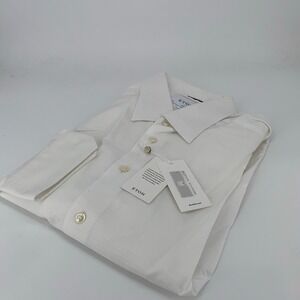 Eton Dress Shirt Men's XL White Poplin Long‎ Sleeve Slim Fit Collared Button Up